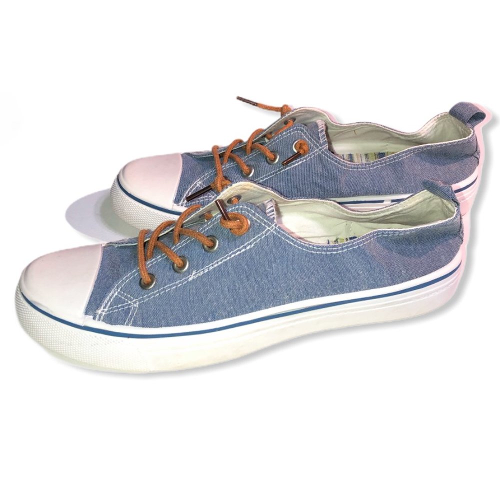 Rue 21 Light Denim Faux Lace Up Sneakers-Sz 10